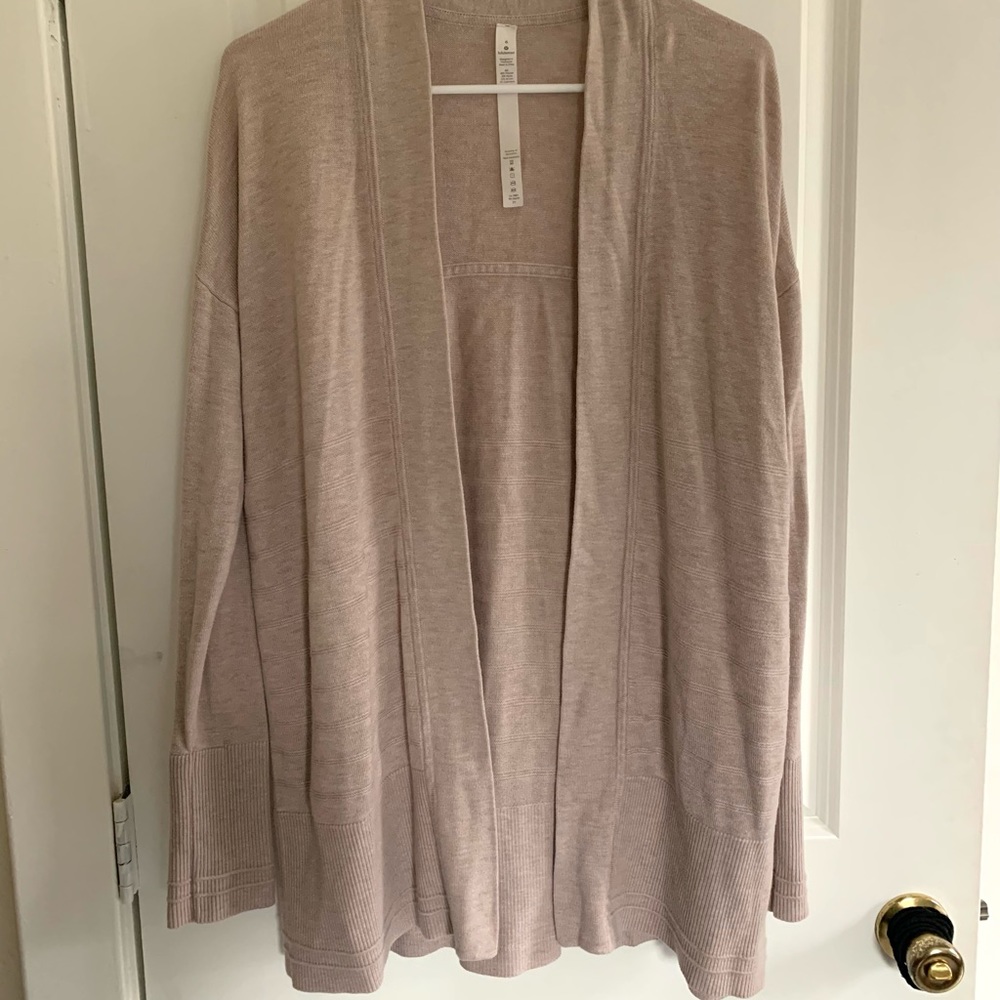 Lululemon light pink blush cardigan 6 with pockets
